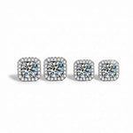 Brinco Moissanite Prata 925 Cushion de 0,5ct ou 1ct com Banho de Ouro Branco 18k - Moissanite Cor D VVS1 Certificada