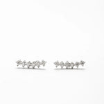 Brinco Curva de Luz 0,2ct de Moissanite Brilhante com 6 Pedras, Prata 925 com Ródio, Moissanite Cor D VVS1 Certificada - Monlí