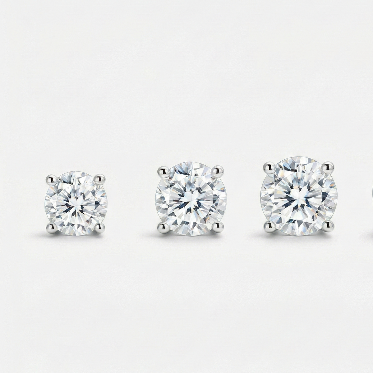 Brinco Moissanite Prata 925 com Ródio, 0,1 a 0,5ct Brilhante em Cor D VVS1 Certificada com 4 Garras
