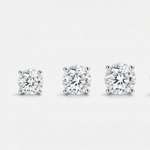 Brinco Moissanite Prata 925 com Ródio, 0,1 a 0,5ct Brilhante em Cor D VVS1 Certificada com 4 Garras