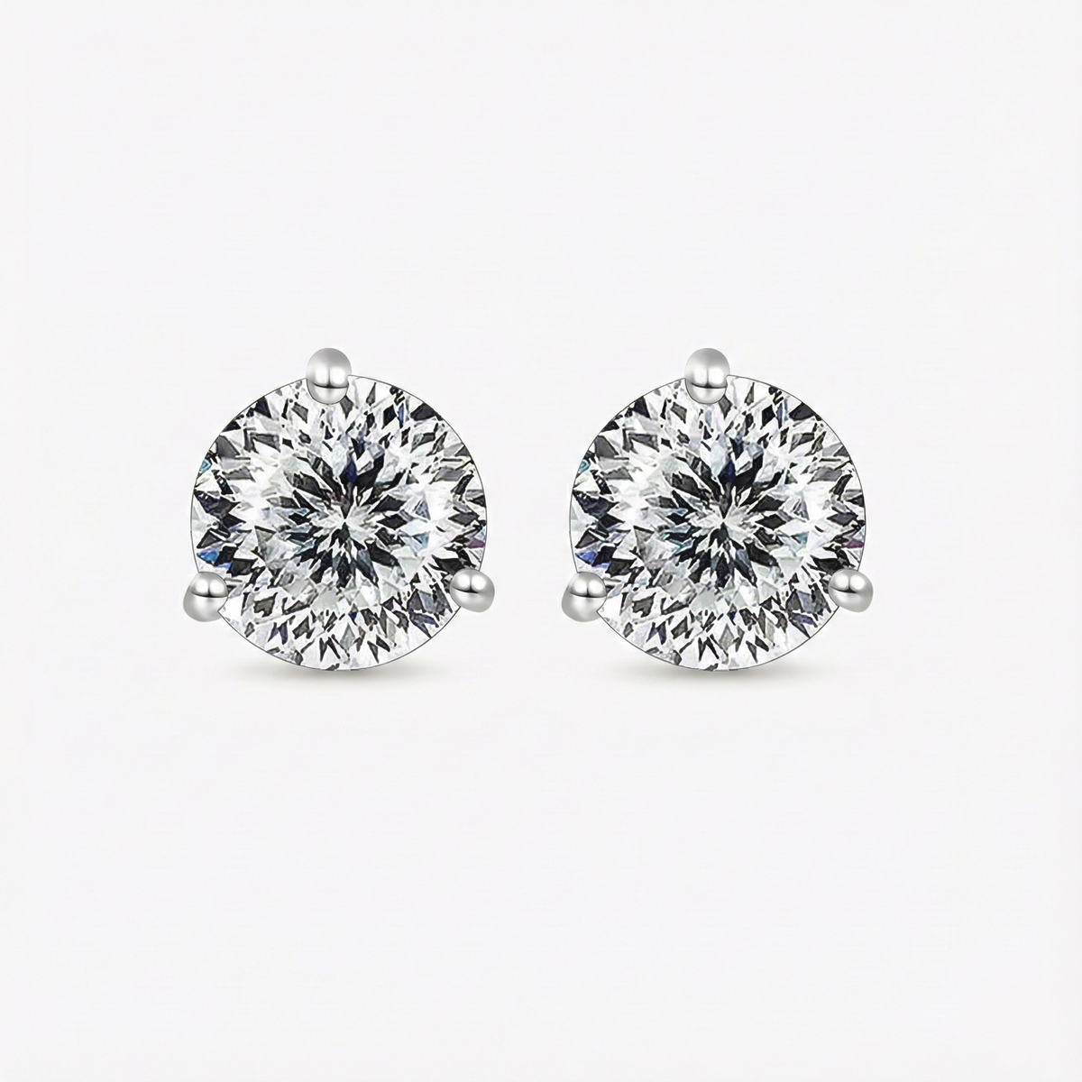 Brinco Moissanite Redondo 0.5ct/1ct – Prata 925 – Ponto de Luz Clássico – Todas as Cores