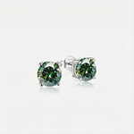 Brinco Moissanite Verde Brilhante 0,3ct a 2ct em Prata 925 com Ródio, VVS1 Certificada