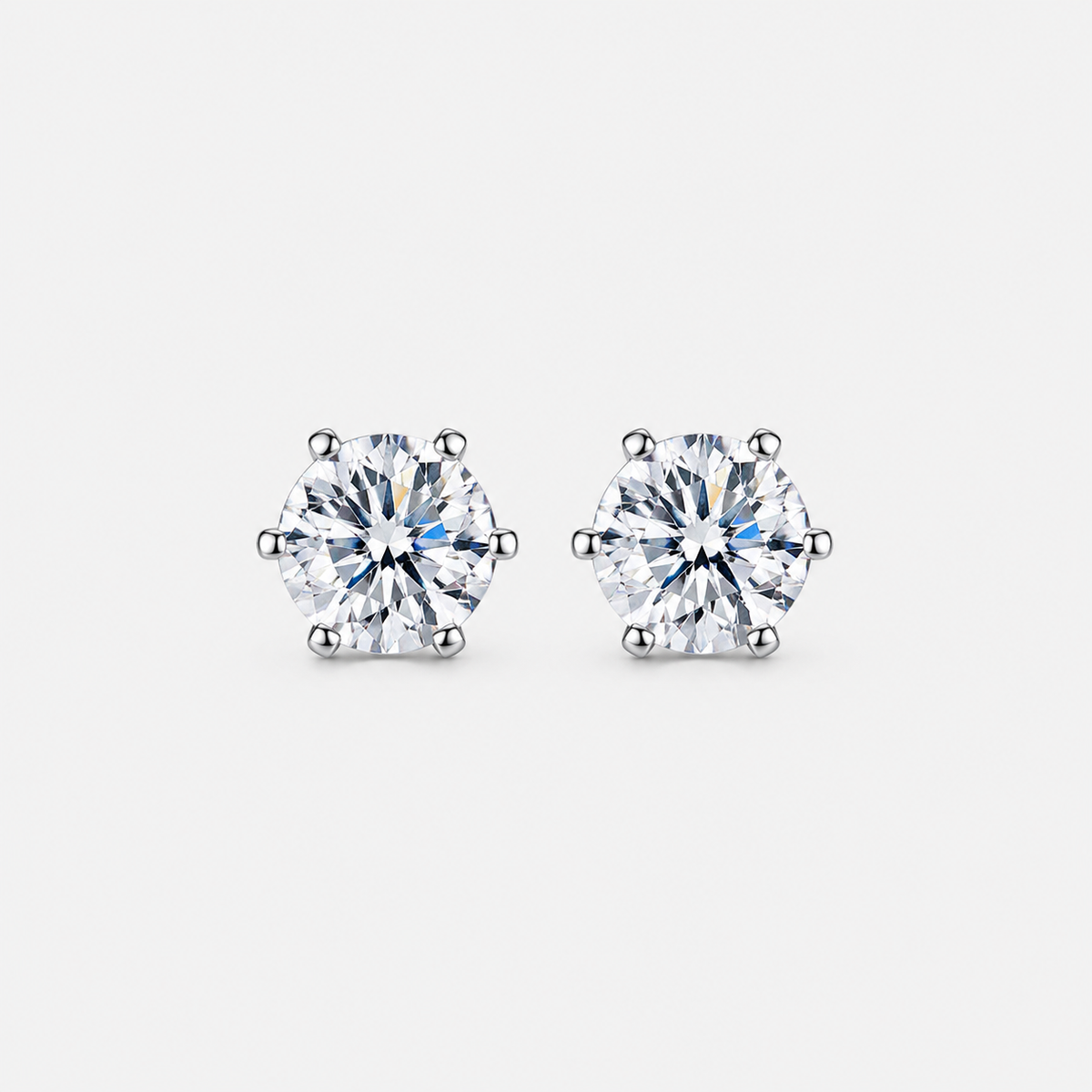 Brinco Moissanite com Fecho Baby Rosquear (0,2 a 1ct) Brilhante Cor D VVS1 Certificada com 6 Garras