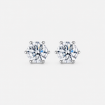 Brinco Moissanite com Fecho Baby Rosquear (0,2 a 1ct) Brilhante Cor D VVS1 Certificada com 6 Garras