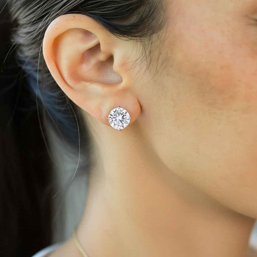 Brinco Ponto de Luz Moissanite Brilhante 2ct a 5ct em Prata 925 com Ródio e Certificação VVS1