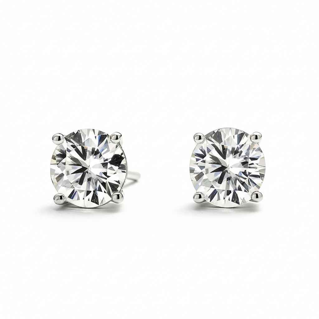 Brinco Ponto de Luz Moissanite Brilhante 2ct a 5ct em Prata 925 com Ródio e Certificação VVS1