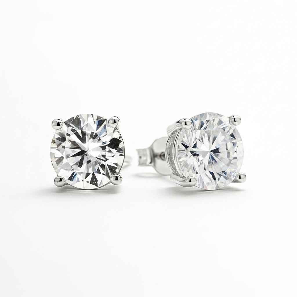 Brinco Ponto de Luz Moissanite Brilhante 2ct a 5ct em Prata 925 com Ródio e Certificação VVS1