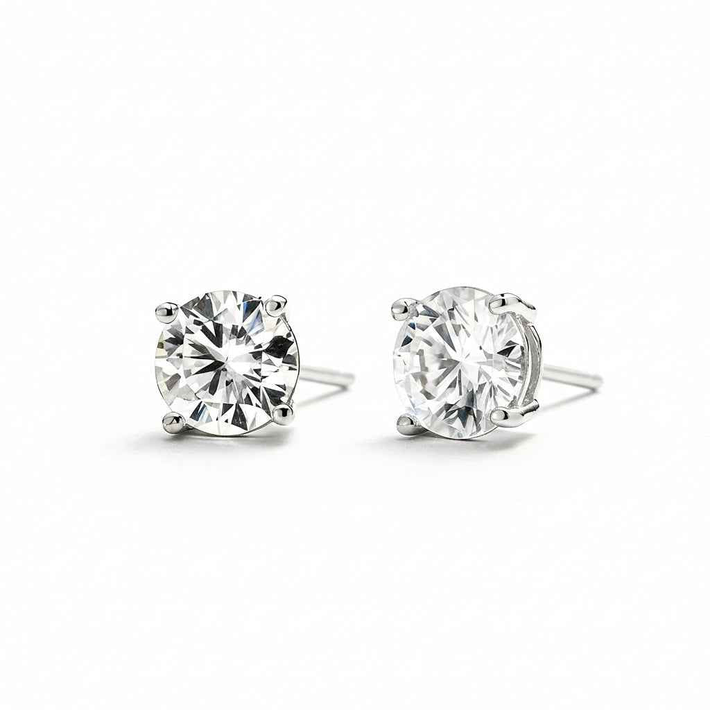 Brinco Ponto de Luz Moissanite Brilhante 2ct a 5ct em Prata 925 com Ródio e Certificação VVS1