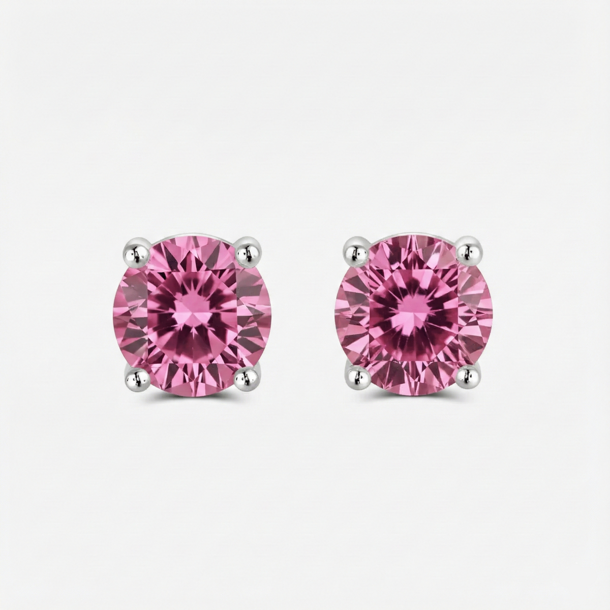 Brinco de Moissanite Rosa Brilhante em Prata 925 com Ródio - 0,3ct a 2ct, VVS1 Certificada