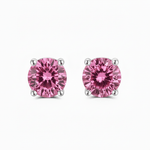 Brinco Ponto de Luz de Moissanite Colorida Rosa Brilhante, 0,3ct (4mm) • 0,5ct (5mm) • 1ct (6,5mm) • 2ct (8mm), Prata 925 com Ródio, Moissanite Cor D VVS1 Certificada - Monlí