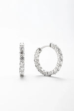 Brinco Argola Cravejada Moissanite 2.8 Quilates em Prata 925 com Ródio - Monlí