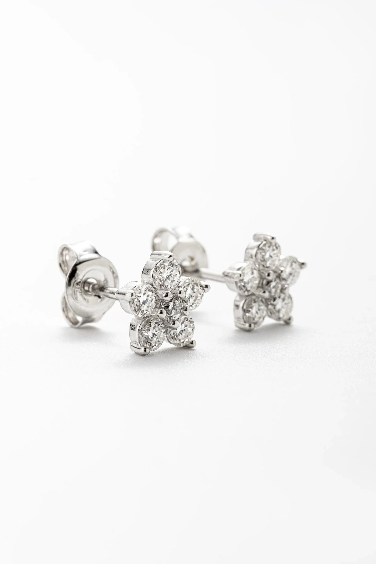 Brinco Flor Moissanite 0.6 Quilates Prata 925 com Ródio - Monlí
