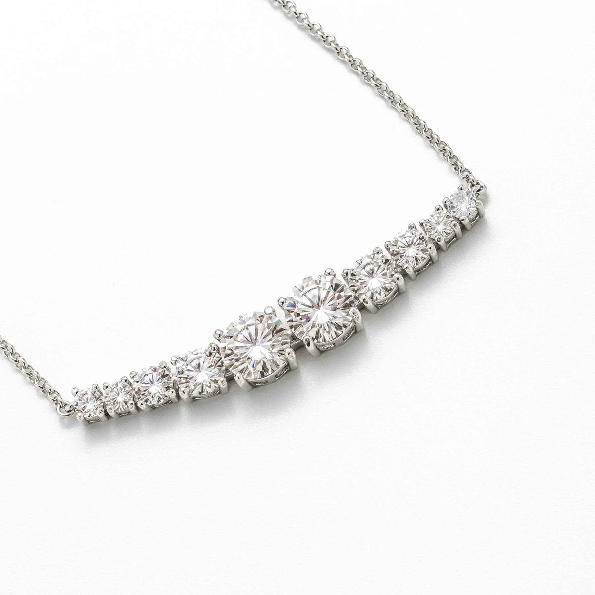 Colar Moissanite Prata 925 com 10 Pedras Brilhantes 2,5ct e Ródio D VVS1 Certificada