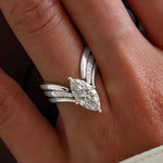 Conjunto de Anéis de Moissanite Marquise / Navette 3 Peças em Prata 925 com Banho de Ouro 18k, Moissanite Cor D VVS1 Certificada — Monlí