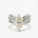 Conjunto de Anéis de Moissanite Marquise / Navette 3 Peças em Prata 925 com Banho de Ouro 18k, Moissanite Cor D VVS1 Certificada — Monlí