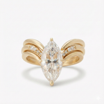 Conjunto de Anéis de Moissanite Solitário Marquise / Navette 3 Peças em Prata 925 com Banho de Ouro 18k, Moissanite Cor D VVS1 Certificada — Monlí