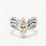Conjunto de Anéis de Moissanite Solitário Marquise / Navette 3 Peças em Prata 925 com Banho de Ouro 18k, Moissanite Cor D VVS1 Certificada — Monlí