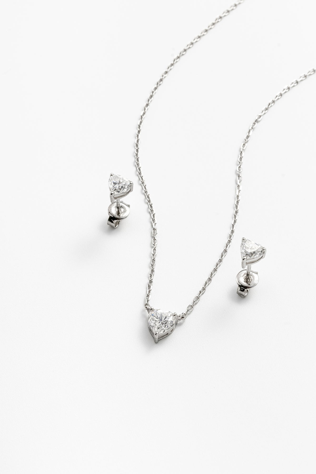 Conjunto Coração Moissanite 1.8 Quilates Prata 925 com Ródio - Monlí