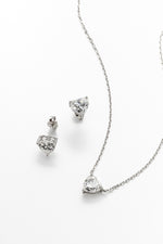 Conjunto Coração Moissanite 6 Quilates em Prata 925 com Ródio - Monlí