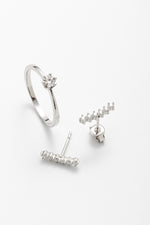 Conjunto Solitário Moissanite 0.5 Quilates em Prata 925 com Ródio - Monlí