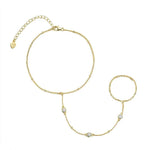 Pulseira de Mão e Dedo de Moissanite Brilhante 3mm em Prata 925 (Banhada a Ouro 18K), Moissanite Cor D VVS1 Certificada