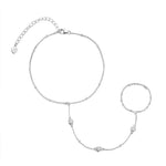 Pulseira de Mão e Dedo de Moissanite Brilhante 3mm em Prata 925 (Banhada a Ouro 18K), Moissanite Cor D VVS1 Certificada