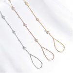 Pulseira de Mão e Dedo de Moissanite Brilhante 3mm em Prata 925 (Banhada a Ouro 18K), Moissanite Cor D VVS1 Certificada - Monlí