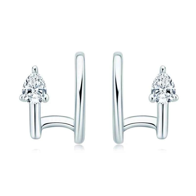 Brinco de Pressão Ear Cuff de Moissanite em Prata 925 Certificada — Design Sem Furo com Moissanite Cor D VVS1 — Monlí