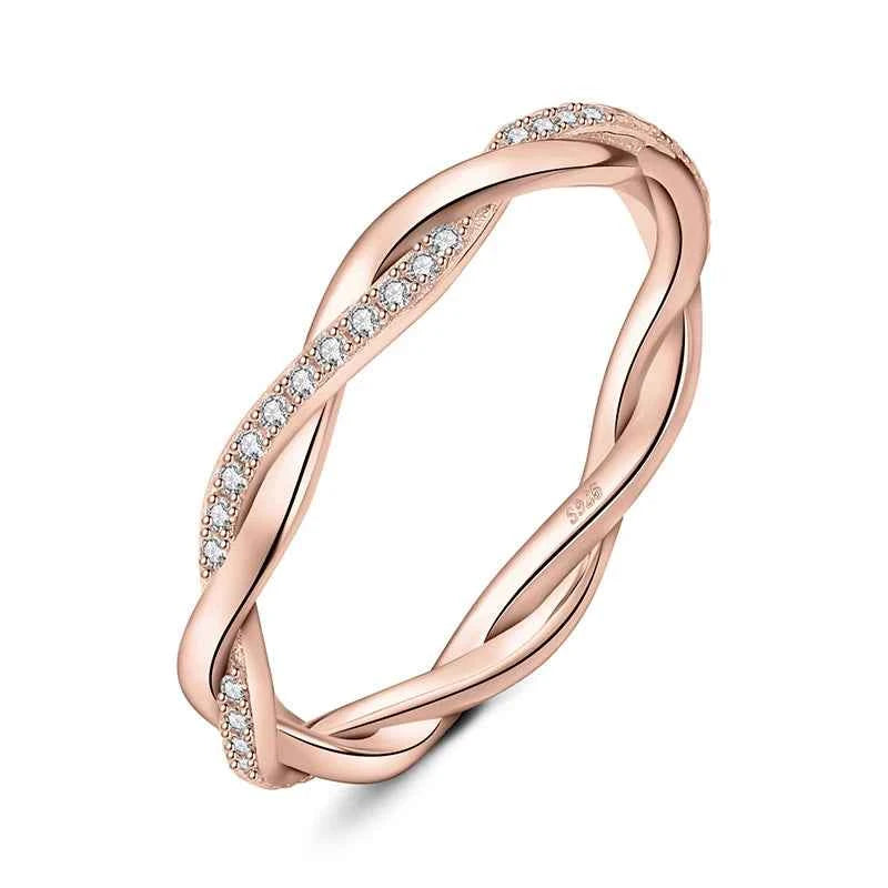 Anel Infinity Love de Moissanite Brilhante em Prata 925 com Banho em Ouro Amarelo ou Rosé, Moissanite Cor D VVS1 Certificada — Monlí