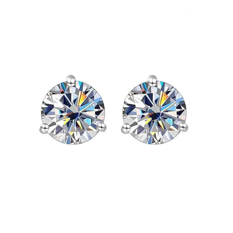 Brinco Moissanite Redondo 0.5ct/1ct – Prata 925 – Ponto de Luz Clássico – Todas as Cores