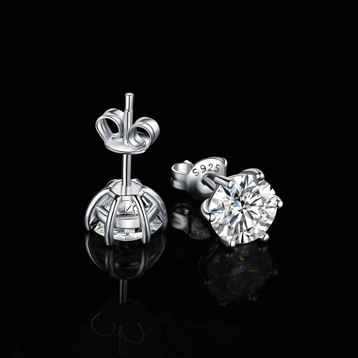 Brincos Ponto de Luz de Moissanite Brilhante 0,3 a 3ct em Prata 925, Cor D VVS1 Certificada — Clássico e Atemporal — Monlí