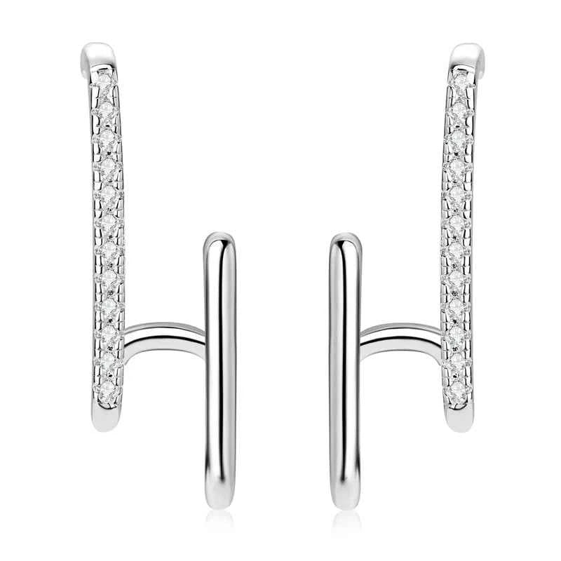 Brincos Geométricos de Moissanite Certificada em Prata 925 com Ouro Branco ou Ouro Amarelo