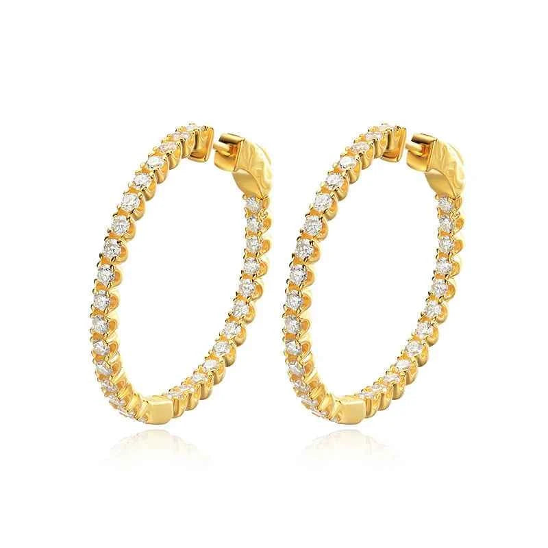 Argolas de Moissanite Brilhante 2mm em Prata 925 — Brinco Argola Feminino Certificado GRA Cor D VVS1, Design Clássico e Elegante — Monlí