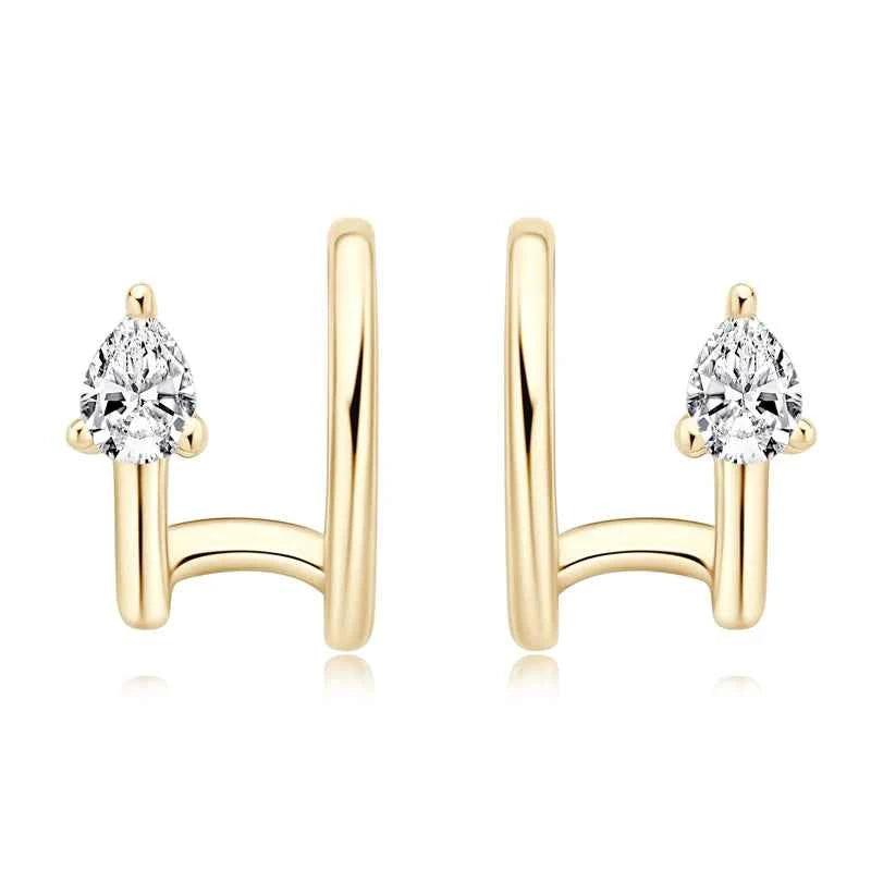 Brinco de Pressão Ear Cuff de Moissanite em Prata 925 Certificada — Design Sem Furo com Moissanite Cor D VVS1 — Monlí