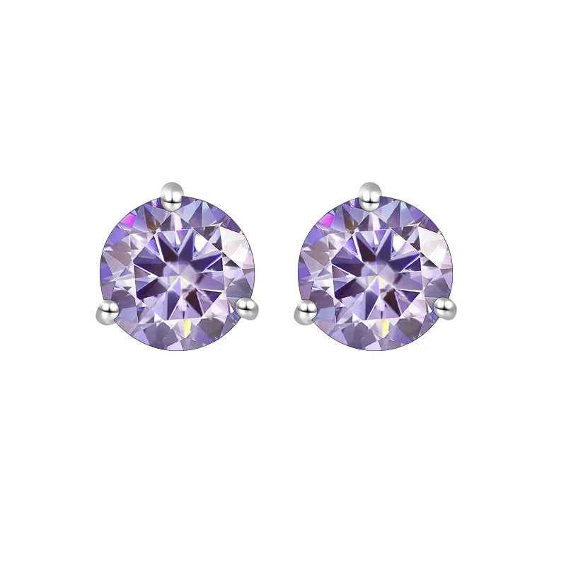 Brinco Moissanite Redondo 0.5ct/1ct – Prata 925 – Ponto de Luz Clássico – Todas as Cores