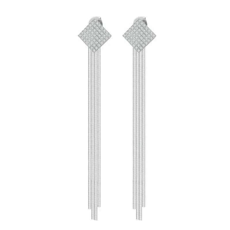 Brincos de Moissanite banho em Ouro 18k com Franja – D Color VVS1 em Prata 925 Certificada GRA – Monlí