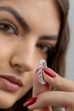 Anel Cravejado Moissanite 2 Quilates 360º em Prata 925 com Ródio - Monlí