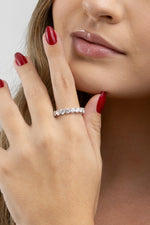 Anel Cravejado Moissanite 2 Quilates 360º em Prata 925 com Ródio - Monlí