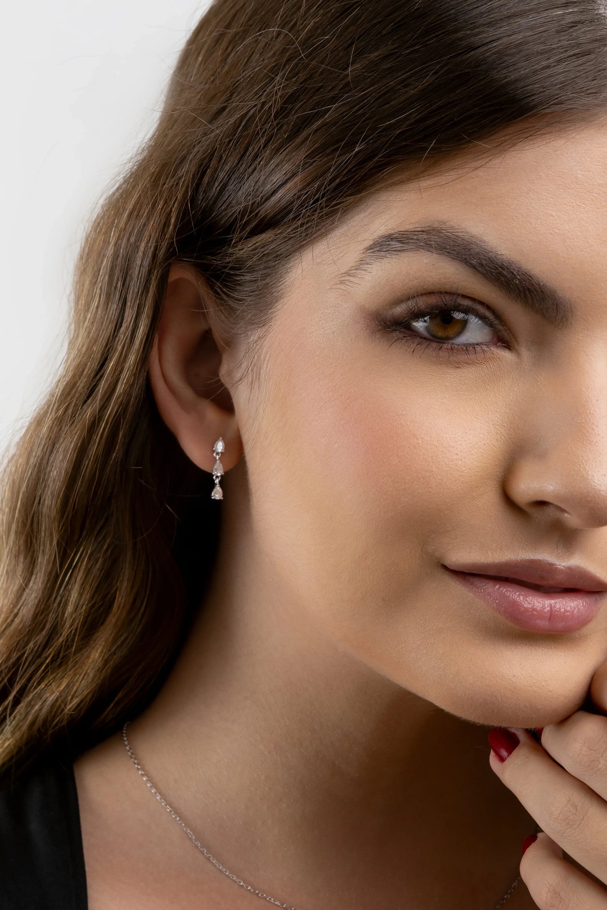 Brinco Gotas Moissanite 0.5 Quilates em Prata 925 com Ródio - Monlí