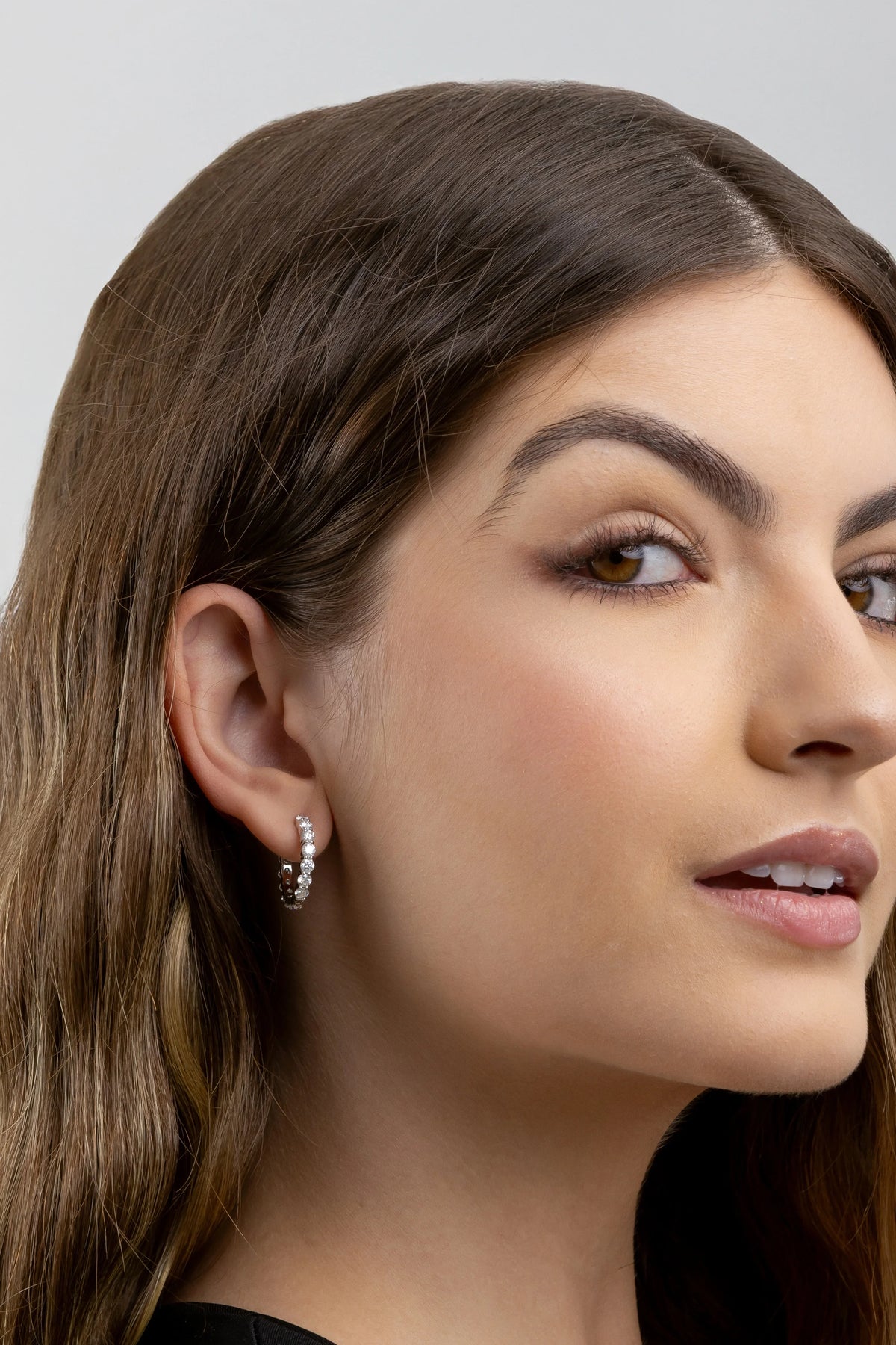 Brinco Argola Cravejada Moissanite 2.8 Quilates em Prata 925 com Ródio - Monlí