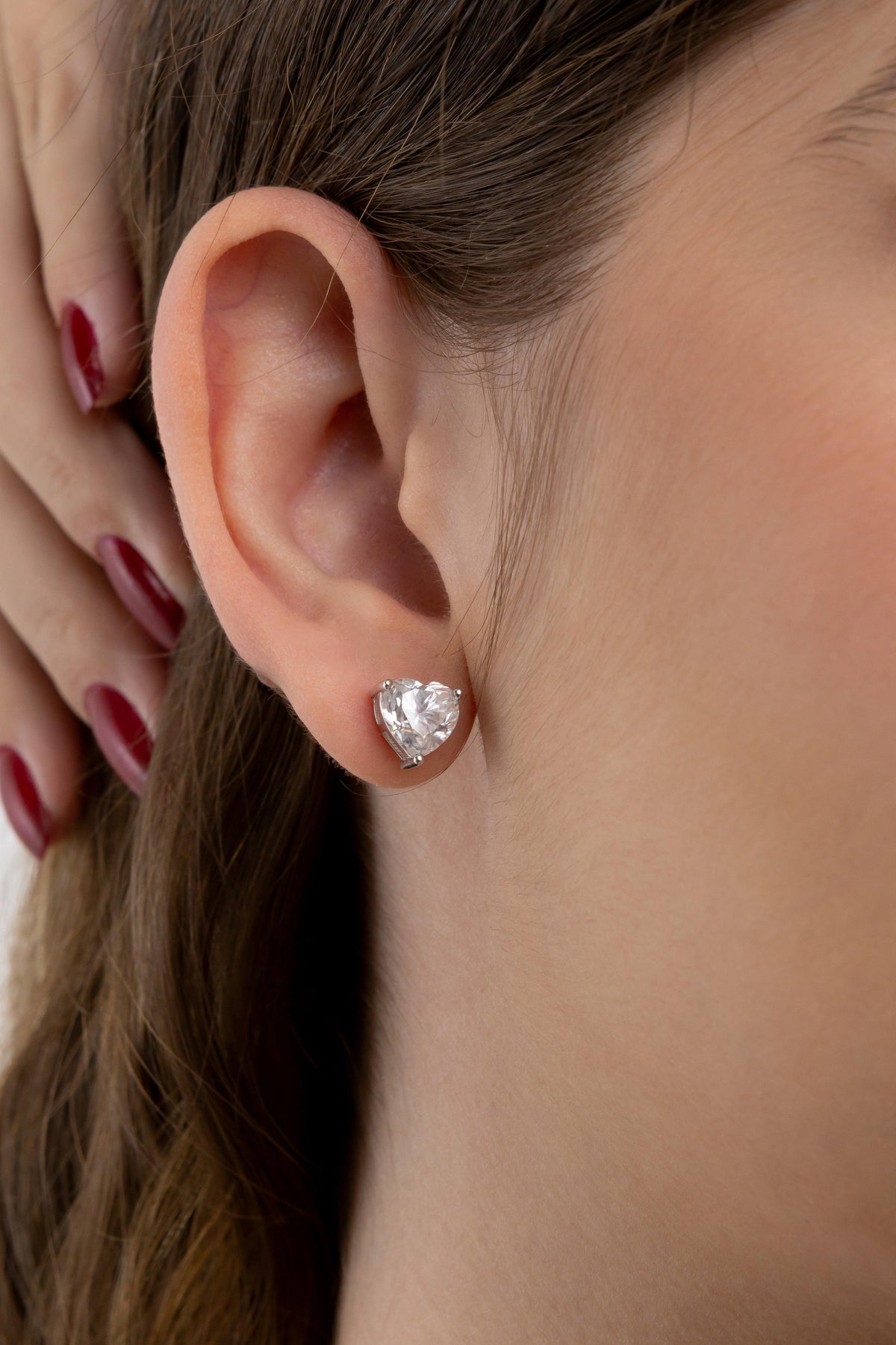 Brinco Coração Moissanite 4 Quilates em Prata 925 com Ródio - Monlí