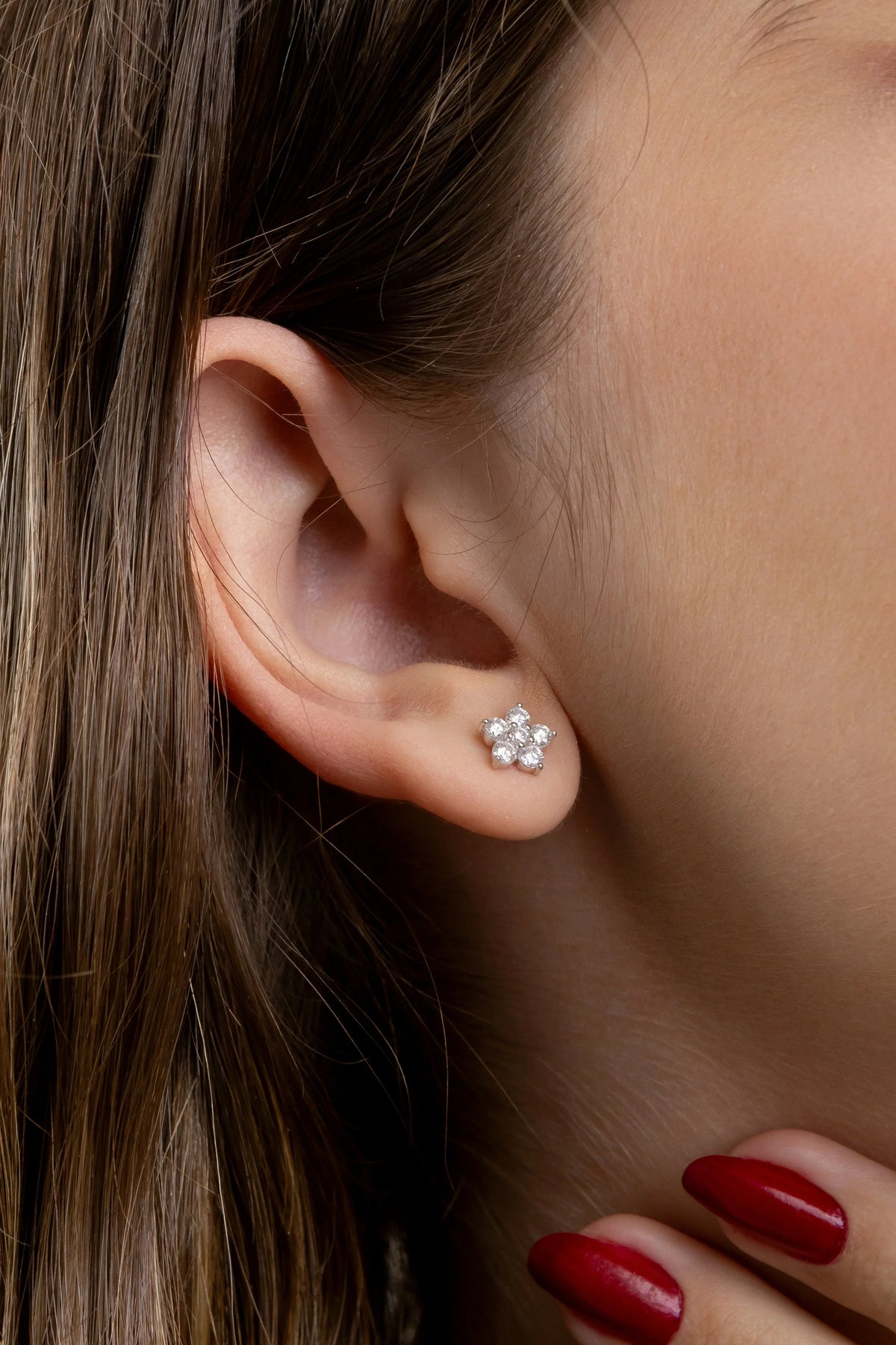 Brinco Flor Moissanite 0.6 Quilates Prata 925 com Ródio - Monlí