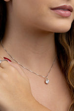 Colar Ponto de Luz Moissanite 2 Quilates com 6 garras em Prata 925 e Ródio - Monlí