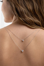 Colar Coração Moissanite 0.8 Quilates Prata 925 com Ródio - Monlí