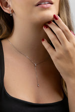 Colar Gravata Gotas Moissanite 0.75 Quilates em Prata 925 - Monlí