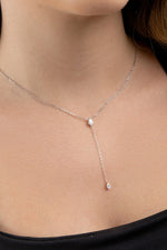 Colar Gravata Gotas Moissanite 0.75 Quilates em Prata 925 - Monlí