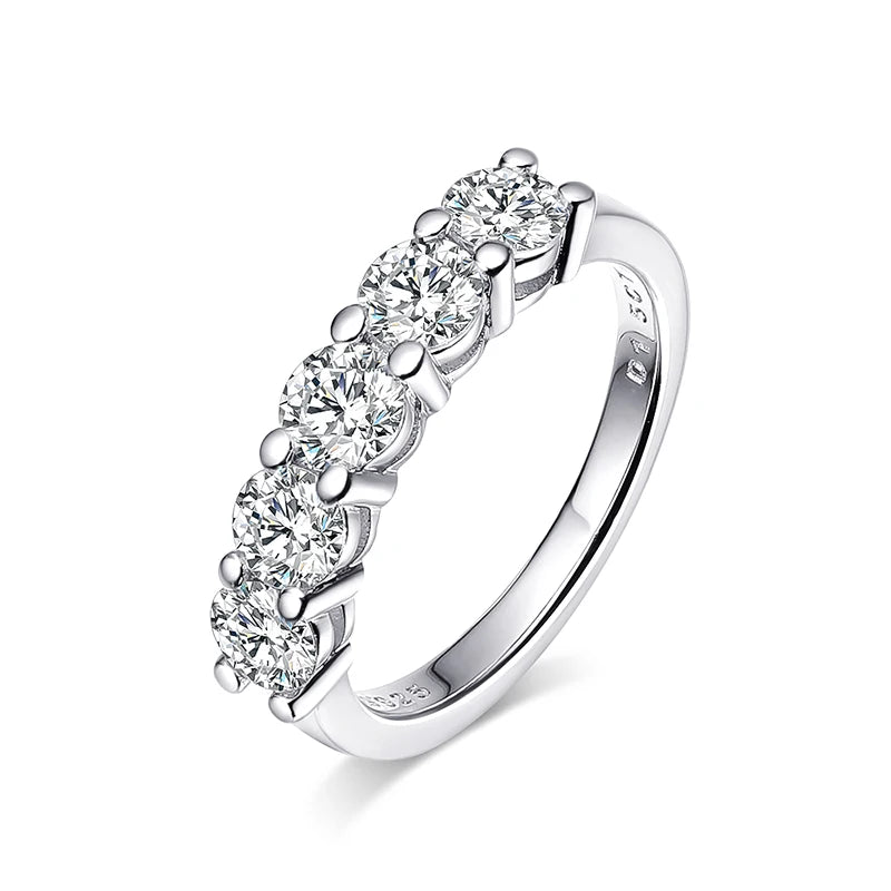 Anel Meia Aliança Moissanite 1.5 Quilates em Prata 925 com Ródio