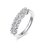 Anel Meia Aliança Moissanite 1.5 Quilates em Prata 925 com Ródio