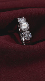 Anel Três Tempos Moissanite 2.75 Quilates em Prata 925 com Ródio