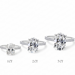 Anel Solitário Moissanite 925 Oval Cravejado, 1ct 2ct 3ct, Prata 925 com Ródio Branco, Moissanite Cor D VVS1 Certificada